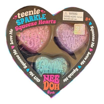 NeeDoh Teenie Sparkle Squeeze Hearts 3-Pack – Korean Import