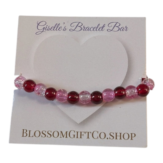 Giselle’s Bracelet Bar – Pink Cherry Sparkle Stretch Bracelet