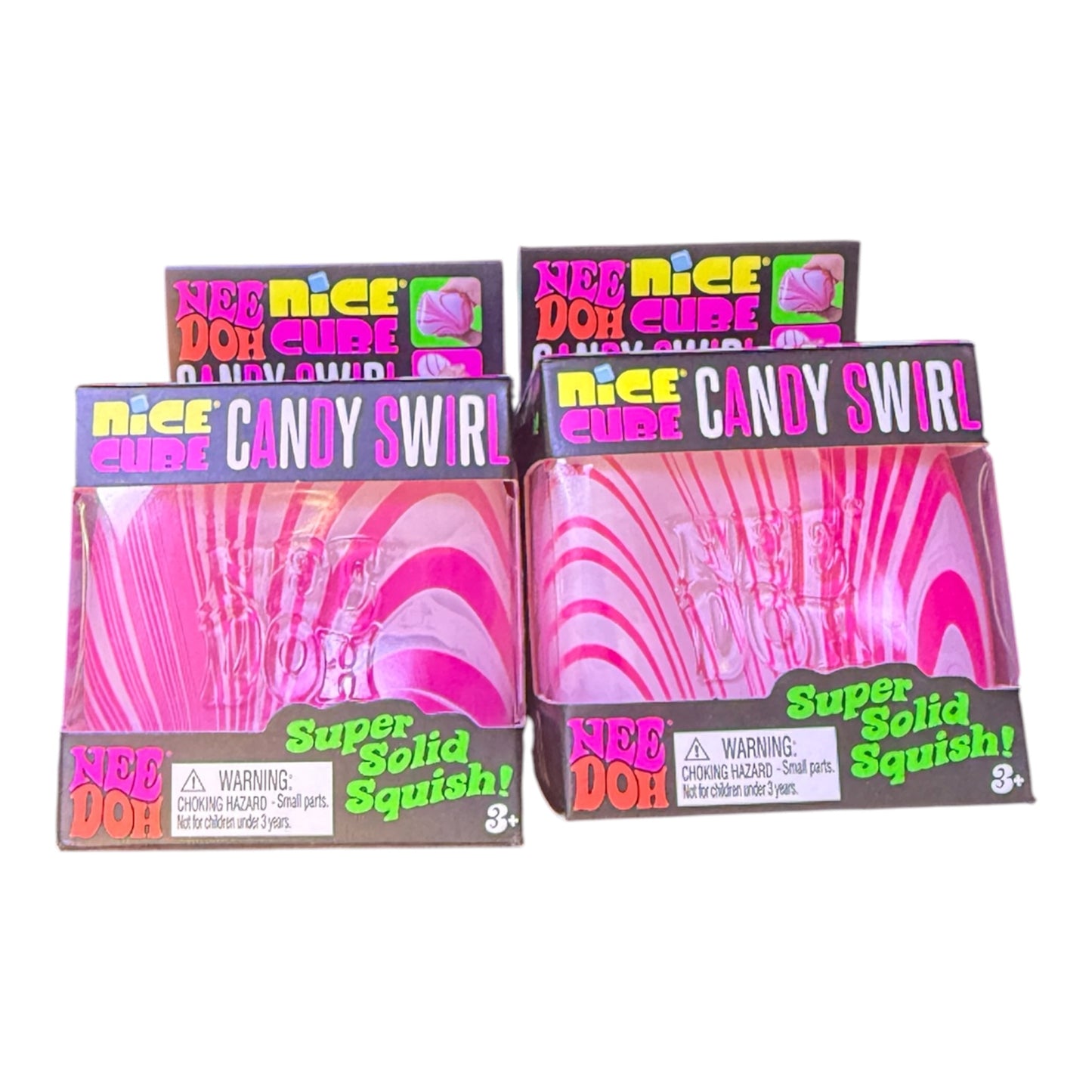 NeeDoh Nice Cube Candy Swirl – Pink Swirl Super Solid Squish